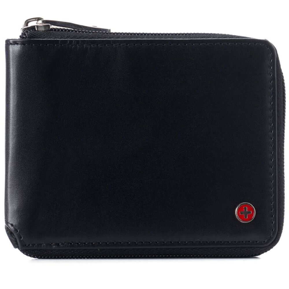 Alpine Swiss Mens Womens RFID Blocking Zipper Wallet Leather Zip Around Bifold